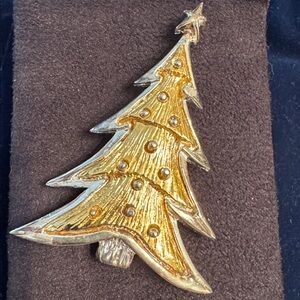 Vintage  Christmas Tree Brooch two tones gold /silver  🐈‍⬛